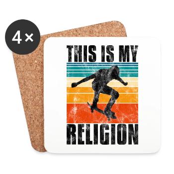 Le skateboard est ma religion Skateboard Skate sk8 - Dessous de verre (lot de 4) - blanc - Devant