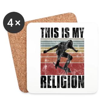 Le skateboard est ma religion Skateboard Skate sk8 - Dessous de verre (lot de 4) - blanc - Devant