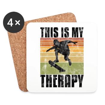 This is My therapy Skateboard Skateboarder Skate - Coasters (set of 4) - white - Front