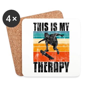 This is My therapy Skateboard Skateboarder Skate - Coasters (set of 4) - white - Front