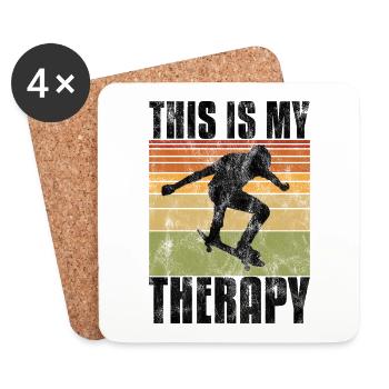 This is My therapy Skateboard Skateboarder Skate - Coasters (set of 4) - white - Front