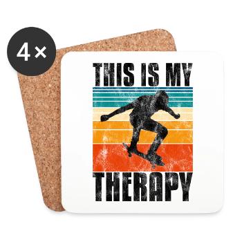 This is My therapy Skateboard Skateboarder Skate - Coasters (set of 4) - white - Front