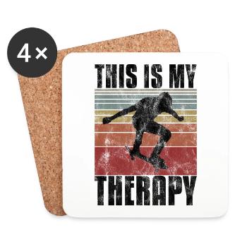 This is My therapy Skateboard Skateboarder Skate - Coasters (set of 4) - white - Front