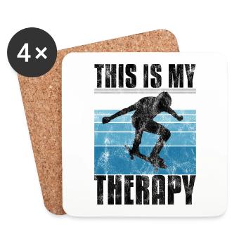 This is My therapy Skateboard Skateboarder Skate - Coasters (set of 4) - white - Front