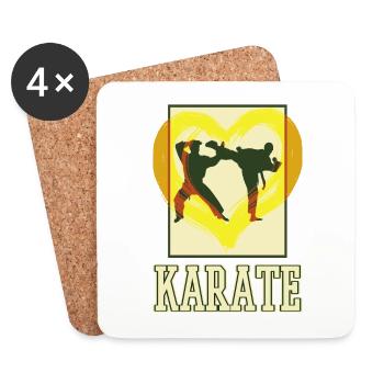 Karaté, Karatéka, Arts martiaux, Combat, Cœur - Dessous de verre (lot de 4) - blanc - Devant