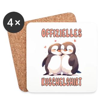 Offizielles Kuschelshirt Pinguine Liebe Herz Süß - Untersetzer (4er-Set) - Weiß - Vorne