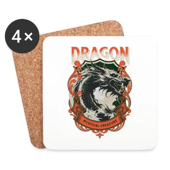 Dragon Fantasy Magic Mysticism Creature Animal Vintage - Coasters (set of 4) - white - Front