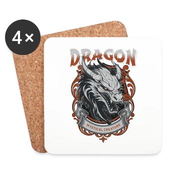 Dragon Fantasy Magic Mysticism Creature Animal Vintage - Coasters (set of 4) - white - Front
