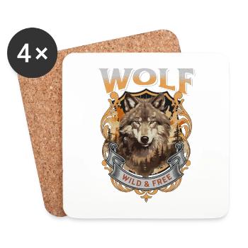 Wolf Wolfskopf Natur Wildnis Abenteuer Wald Kunst - Untersetzer (4er-Set) - Weiß - Vorne