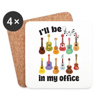 I’ll be in my office! Mit Ukulelen - Untersetzer (4er-Set) - Weiß - Vorne