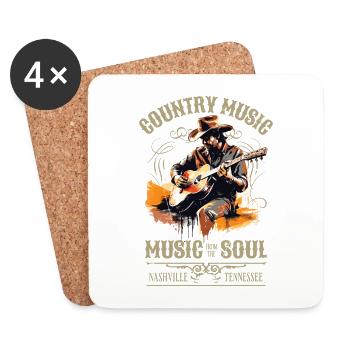 Country Music Guitar Guitarist Singer Vintage - Coasters (set of 4) - white - Front