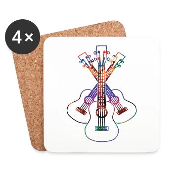 Ukulele lineart - Coasters (set of 4) - white - Front