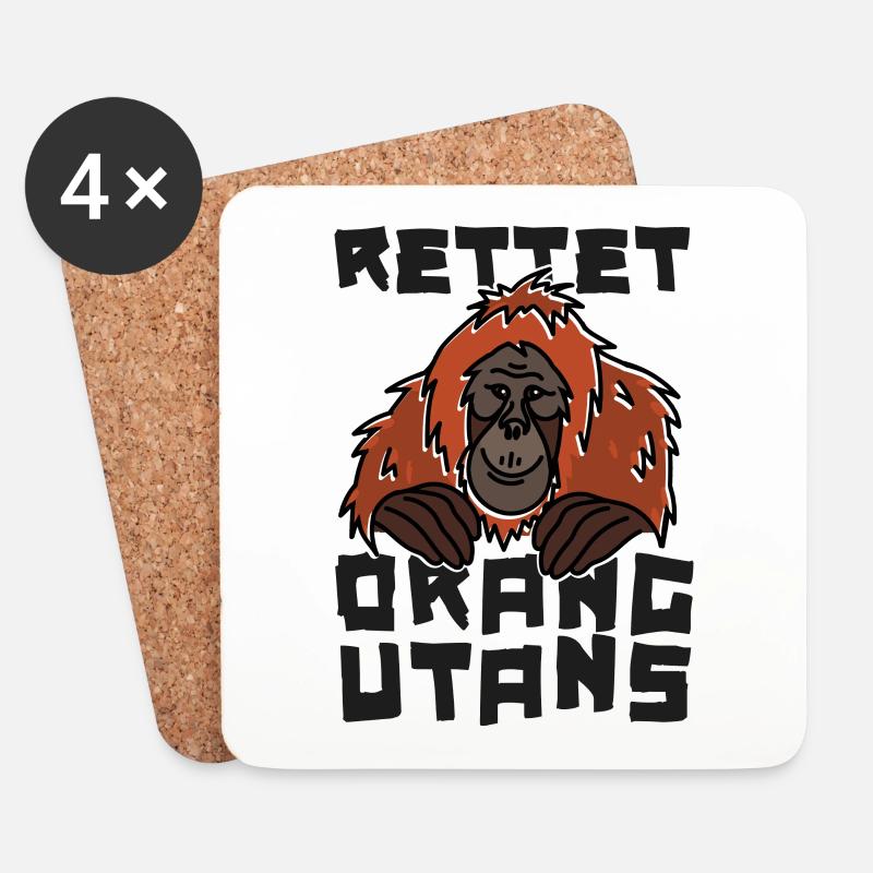 Rettet Orang Utans Orang - Untersetzer (4er-Set) - Weiß
