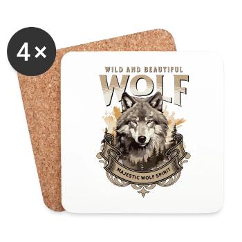Wolf Wolf Head Nature Wilderness Adventure Forest Art - Coasters (set of 4) - white - Front