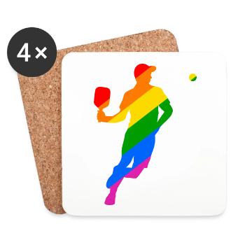 LGBTQ Pickleball - Dessous de verre (lot de 4) - blanc - Devant