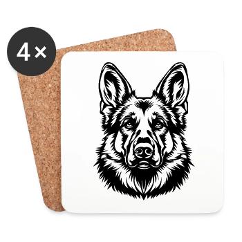 Schäferhund Hund Hundekopf - Untersetzer (4er-Set) - Weiß - Vorne