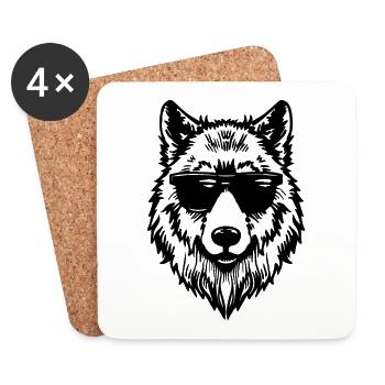 Loup - Dessous de verre (lot de 4) - blanc - Devant