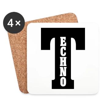 Techno - Untersetzer (4er-Set) - Weiß - Vorne