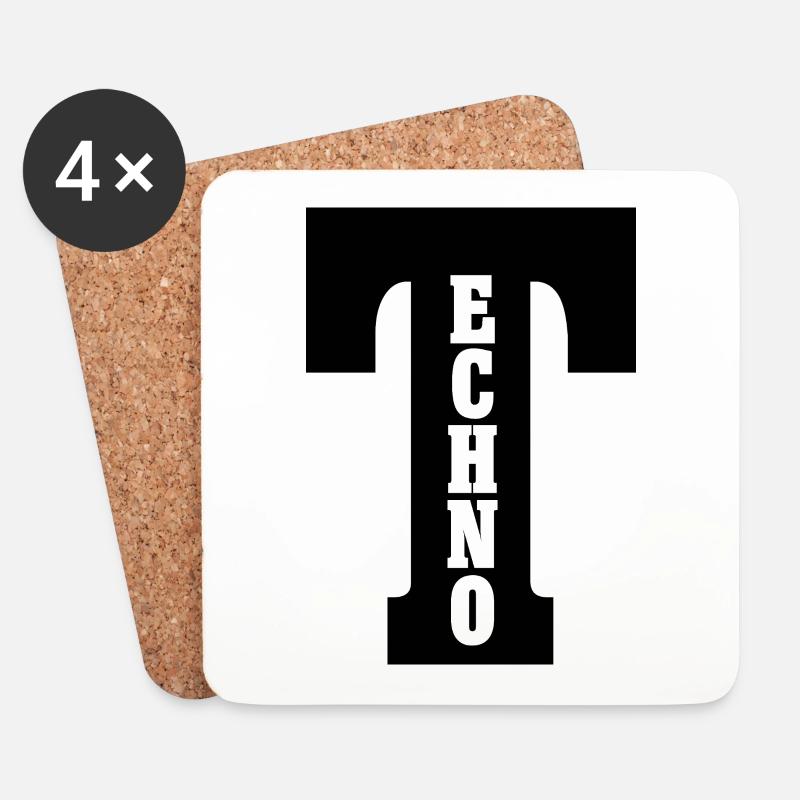Techno - Untersetzer (4er-Set) - Weiß