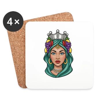 Sicily Moor's Head Woman Sicily - Coasters (set of 4) - white - Front