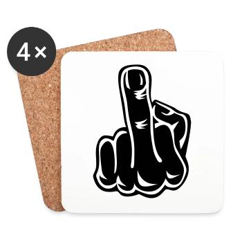Stinkefinger Middle Finger 2c - Dessous de verre (lot de 4) - blanc - Devant