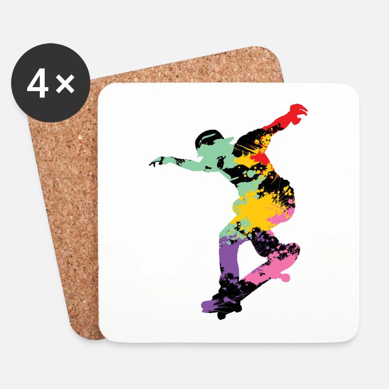 Skateboard - Untersetzer (4er-Set) - Weiß