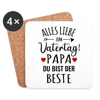 Alles Gute Liebe Vatertag bester Papa Glückwunsch - Untersetzer (4er-Set) - Weiß - Vorne