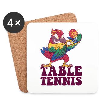 Ping Pong Parrot Outfit Table Tennis Bird - Coasters (set of 4) - white - Front