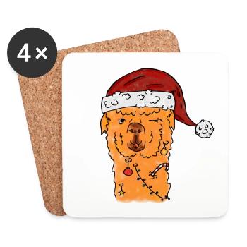 X-Mas Lama - Untersetzer (4er-Set) - Weiß - Vorne