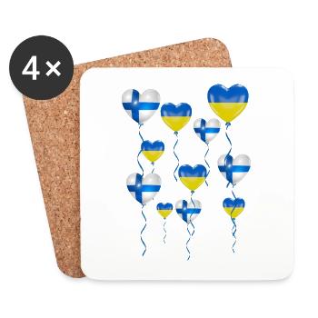 Finland Solidarity and a heart for Ukraine - Coasters (set of 4) - white - Front