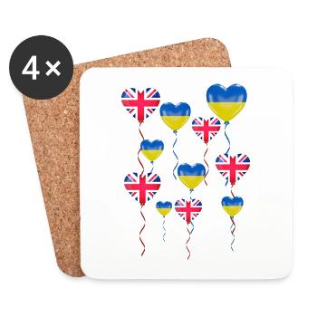 Great Britain Solidarity and Heart for Ukraine - Coasters (set of 4) - white - Front