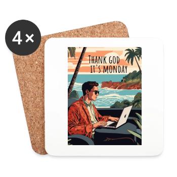 Thank god it's monday - Coasters (set of 4) - white - Front