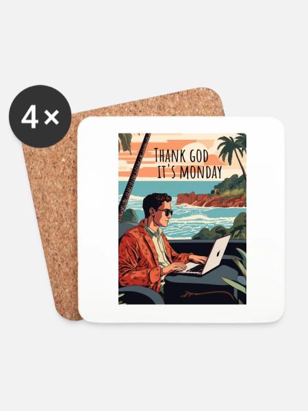 Thank god it's monday - Untersetzer (4er-Set) - Weiß