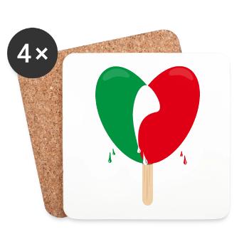 Flagge von Italien mit Herz und Eis. - Untersetzer (4er-Set) - Weiß - Vorne