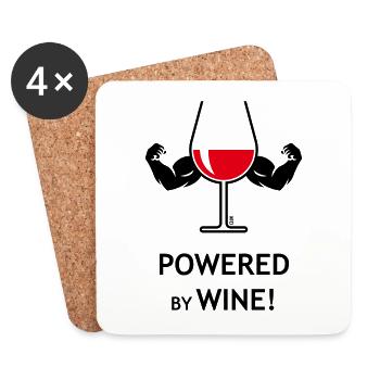 Powered By Wine! (Wein / Rotwein / Offen / 2C) - Untersetzer (4er-Set) - Weiß - Vorne