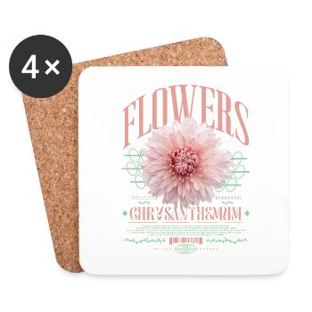 Chrysantheme Chrysanthemen - Untersetzer (4er-Set) - Weiß - Vorne