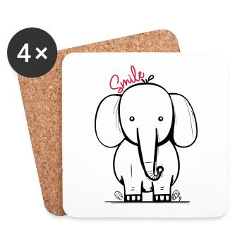 Elephant smile - Untersetzer (4er-Set) - Weiß - Vorne