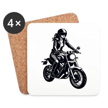Biker Girl - Motorbike Design - Untersetzer (4er-Set) - Weiß - Vorne
