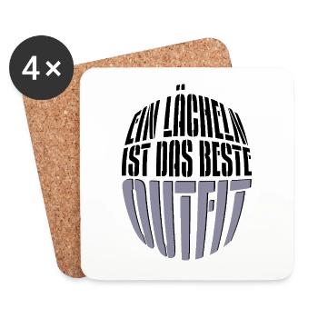 Ein Lächeln ist das beste Outfit - Untersetzer (4er-Set) - Weiß - Vorne