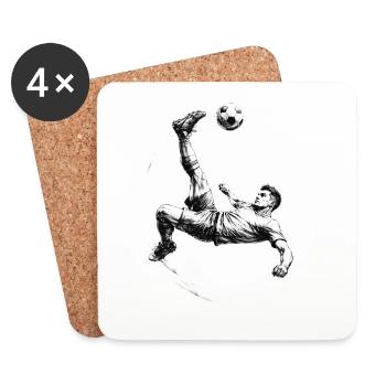 Overhead kick footballer sketch dynamic - Coasters (set of 4) - white - Front