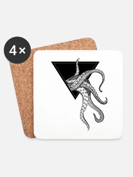 Octopus - Coasters (set of 4) - white