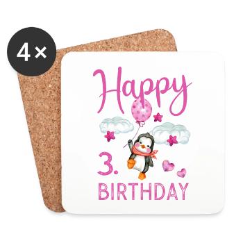 3. Geburtstag 3 Jahre Geburtstagsshirt Familie - Untersetzer (4er-Set) - Weiß - Vorne