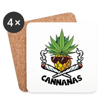 CANNANAS CANNABIS HANF KIFFEN KIFFER MARIHUANA - Untersetzer (4er-Set) - Weiß - Vorne