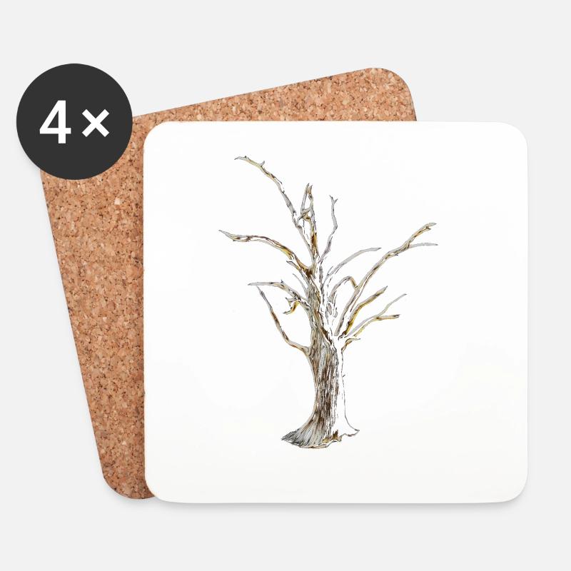 Baum - Untersetzer (4er-Set) - Weiß