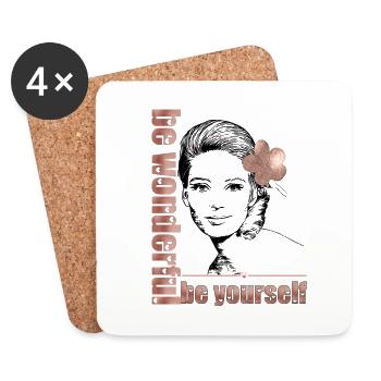 Be wonderful be yourself - Untersetzer (4er-Set) - Weiß - Vorne