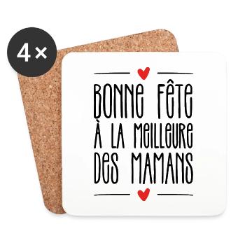 Bonne fête à la meilleure des mamans - Dessous de verre (lot de 4) - blanc - Devant