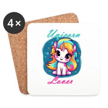 Amoureux de la licorne - Dessous de verre (lot de 4) - blanc - Devant