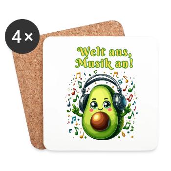 L’avocat écoute de la musique avec le dicton - Dessous de verre (lot de 4) - blanc - Devant