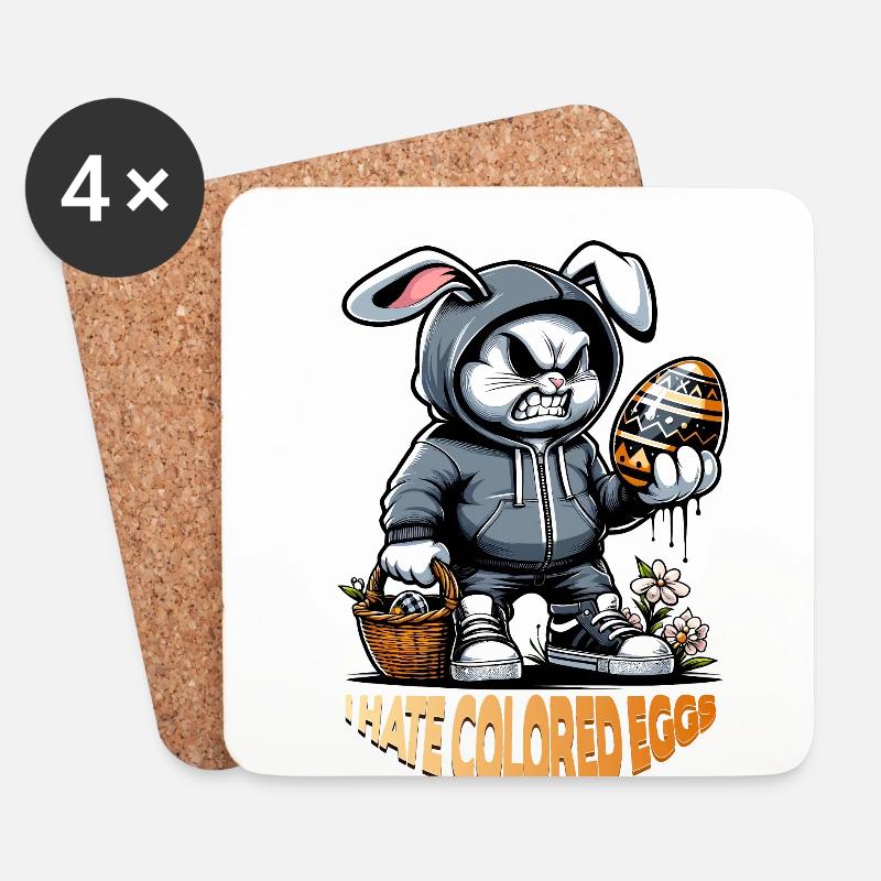 I hate colored eggs - Untersetzer (4er-Set) - Weiß