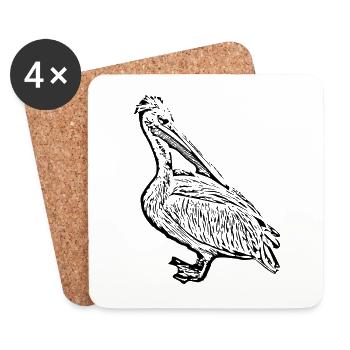 Pélicans Oiseaux Oiseaux Pelecanus - Dessous de verre (lot de 4) - blanc - Devant
